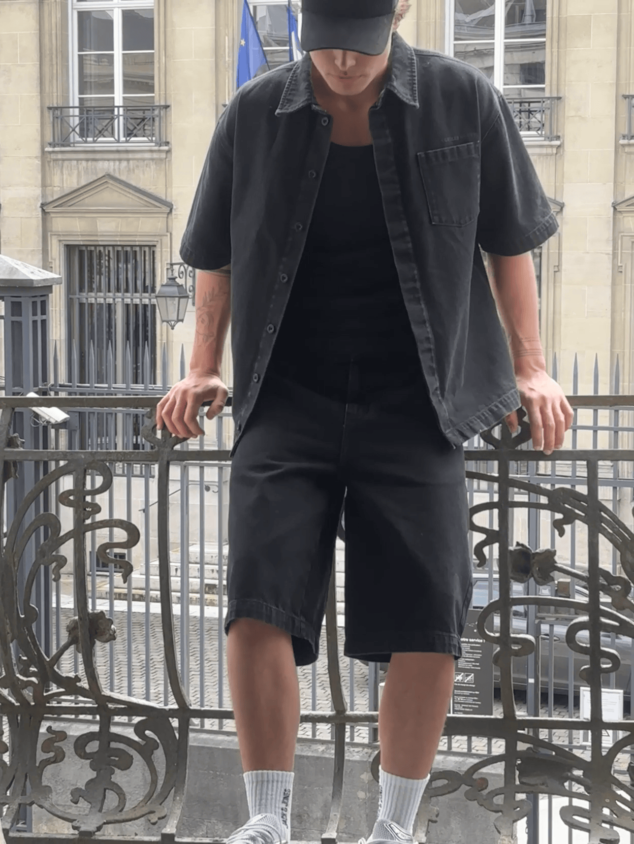 Chemise et bermuda noir denim premium