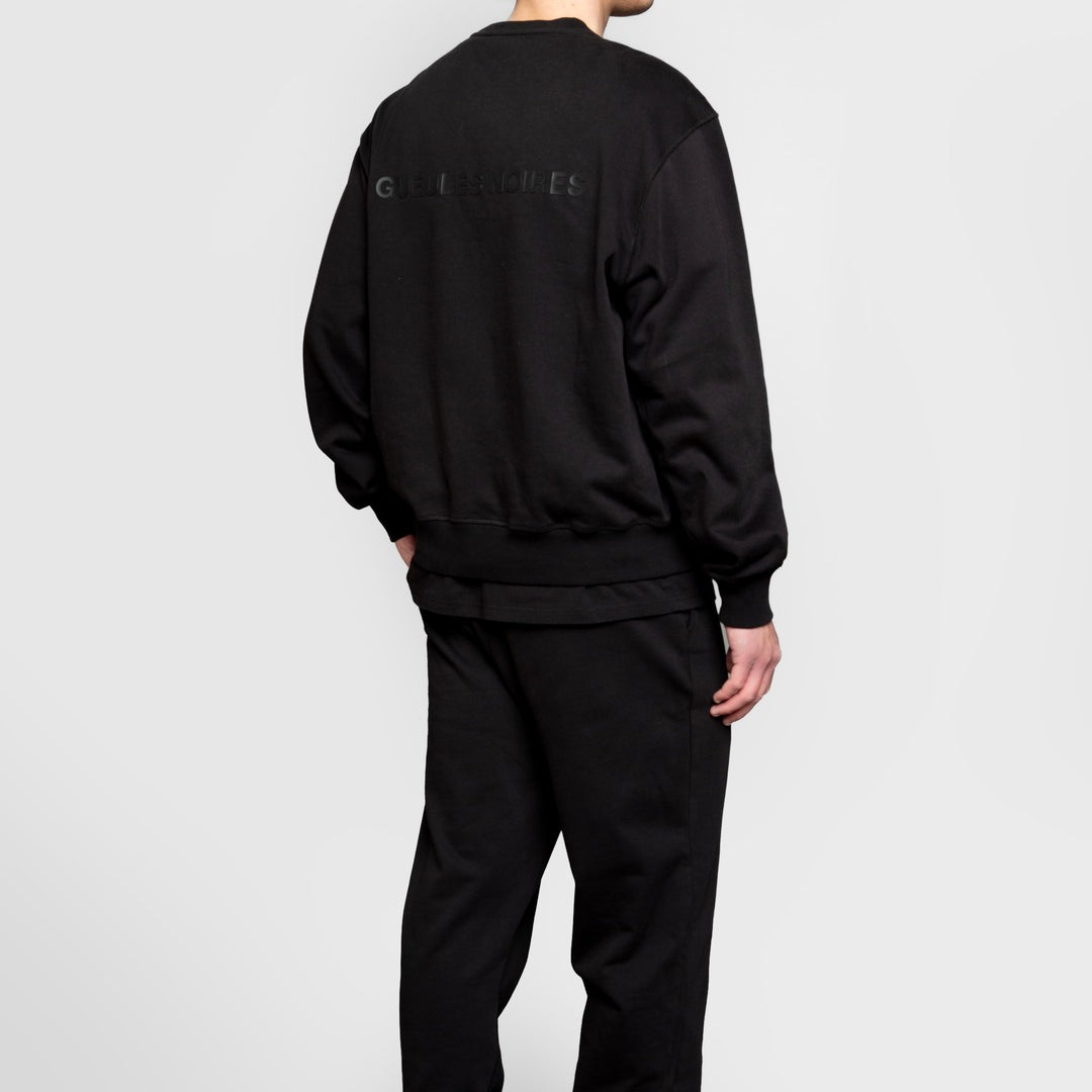 detail sweat noir gueules noires finition coton epais 